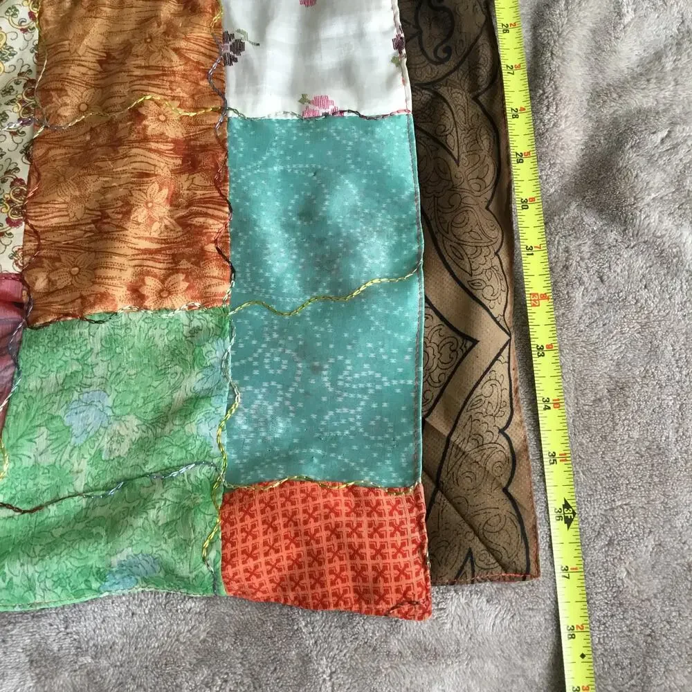Giardino D'Oriente Lg Rectangle Patch Multicolor 100% Silk Scarf Made in Italy